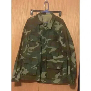 Vintage Large US Army Men's Field Jacket Woodland‎ Camo RN 37572 Made In USA